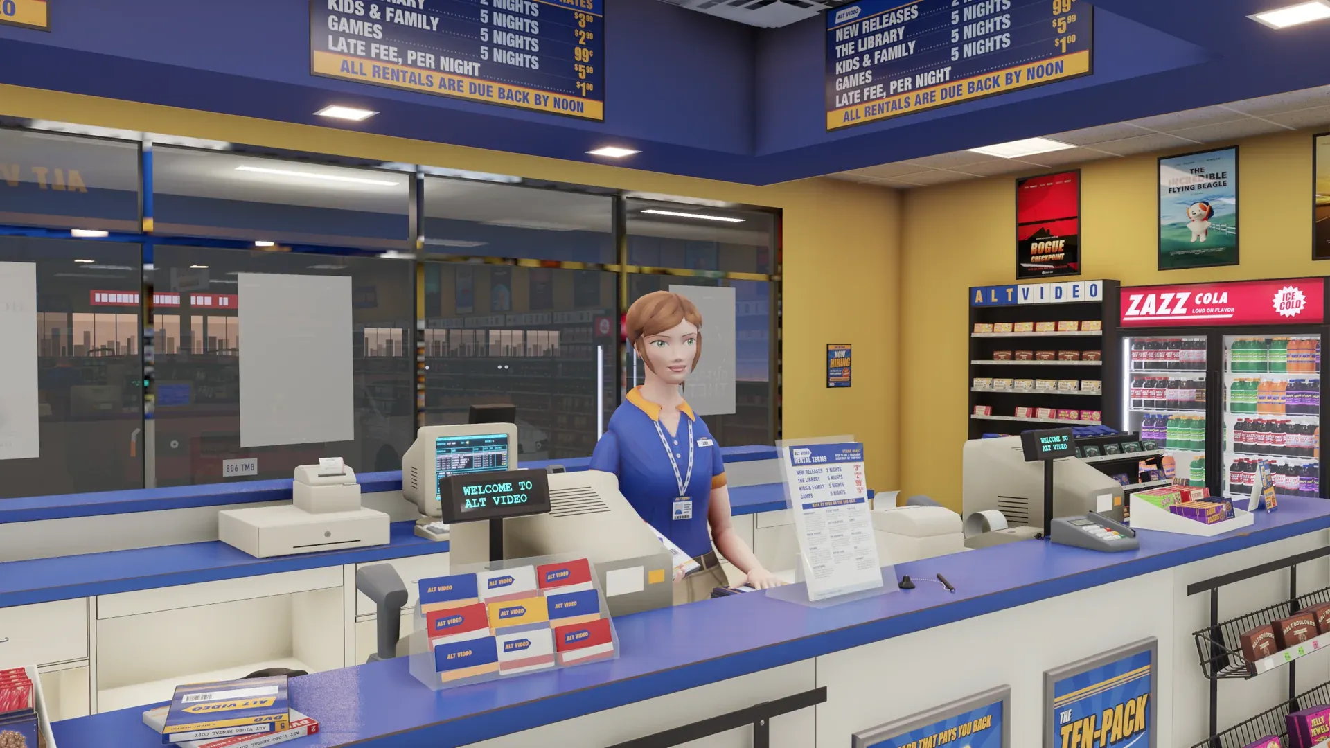 The clerk at the checkout counter